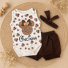Conjunto de Bebê Menina Body + Short e Tiara de cabelo Minnie Oncinha