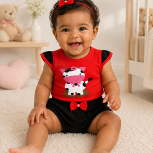 Conjunto de bebê menina Vaquinha Fofo chique Glamour