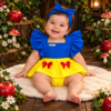 Jardineira Romper Body Bebe Menina Luxo Festa Vestidinho Mesversario Temático Branca de Neve