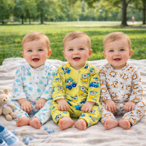 Macacão de bebê menino estampas manga longa com ziper virá pé