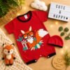 Kit Macacão para bebê curto Menino + Touca Raposa de bebê menino