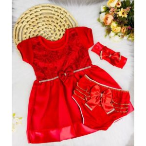 Kit vestido branco de bebê Luxo festa aniversário batizado casamento ano novo