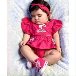 Romper Jardineira temático mesversario menina barbie