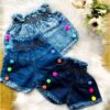 Shorts Jeans Infantil moda blogueirinha pompom