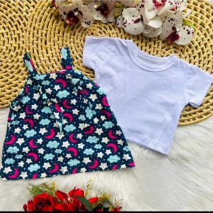 Vestido Romper Vinho Lua de Bebê Menina Verão Algodão 6 a 9 Meses Passeio