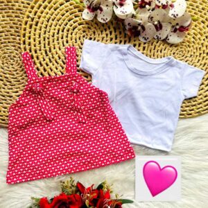 Vestido Romper Pink de Bebê Menina Verão Algodão 6 a 9 Meses Passeio