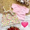 Vestido Romper Cupcake Rosa de Bebê Menina Verão Algodão 6 a 9 Meses Passeio