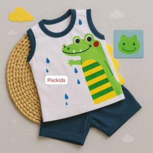 Alternative view of Conjunto para bebê menino camiseta e Shorts Jacaré Interativo Conjunto fofo para bebê