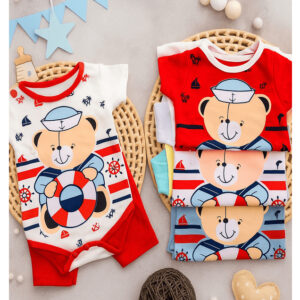 Conjunto Body + calça ursinho marinheiro de bebe menino temático mesversario ursinho