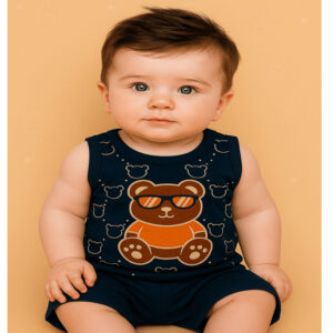 Conjuntinho Regata + Short Para bebê menino ursinho estilo mauricinho