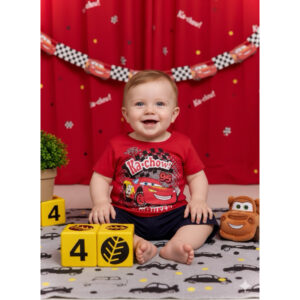 Conjunto romper  de bebe menino carro temático 3 a 6 meses verão