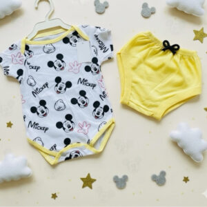Kit Bodie + Cuequinha para bebe menino mickey Body romper personalizado mêsversario
