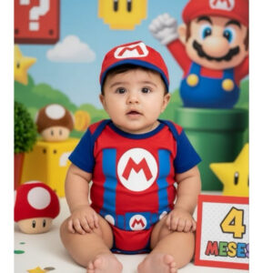 Kit Body temático de Bebê Mesversário romper temático menino  ensaio fotográfico personagem batman Mário hilo mínimo