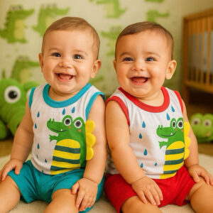 Conjunto para bebê menino camiseta e Shorts Jacaré Interativo Conjunto fofo para bebê