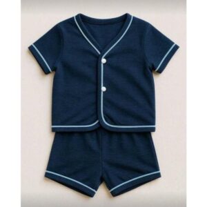 Alternative view of Pijama de bebe verão menino com  botão fofo  verão 100% algodão confortavel