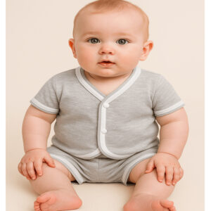 Pijama de bebe verão menino com  botão fofo  verão 100% algodão confortavel