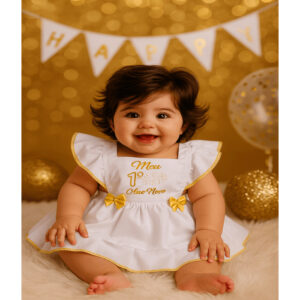 Alternative view of Vestido romper de bebe menina Natal e Ano novo luxo 5 a 9 meses