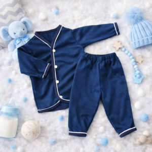Pijama de bebe menino com botão fofo 100% algodão confortavel