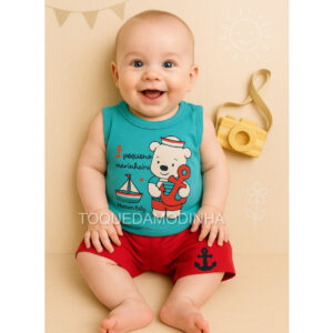 Conjunto Regata + Short para bebê menino Kit 2 peças de verão para bebê