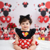 Jardineira Romper Body Bebe Menina Luxo Festa Vestidinho Mesversario Temático minnie