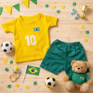 Alternative view of Conjunto de bebê menino Copa do mundo Brasil verão