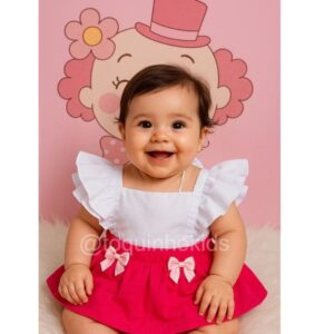Romper Body Bebe Menina Luxo Festa Vestidinho Mesversario Temático masha