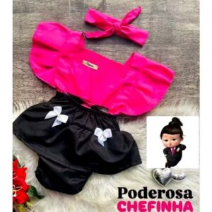 Romper Body Bebe Menina Luxo Festa Vestidinho Mesversario Temático poderosa chefinha