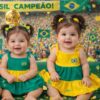 Vestido de bebê menina alcinha copa do mundo Brasil 6 a 9 meses