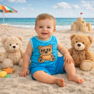 Alternative view of Conjuntinho Regata + Short Para bebê menino ursinho estilo mauricinho