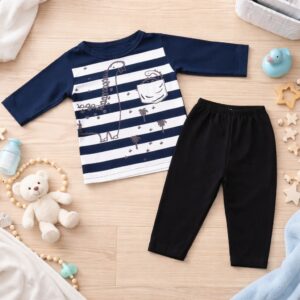 Alternative view of Conjunto camisa manga longa + calça meia estação para bebê menino