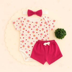 Alternative view of Conjunto de bebê shorts body e faixa de cabelo tiara verão