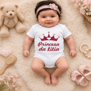 Body de Bebê Menina Temático Princesa da Titia