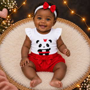 Conjunto de Bebê Menina Pandinha Fofo para dias Casuais Tematico