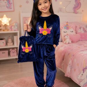 Alternative view of Conjunto Infantil Feminino Plush Unicórnio com Capuz Inverno Menina Super Macio