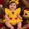 Jardineira Romper Fashion Bebê Menina Bela e a Fera