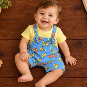 Jardineira + Camisa de bebê Menino verão Temátíco Mesversário Pikachu