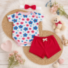 Kit 3 Peças de Menina fashion Body + Shorts e Laço Florzinha