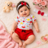 Kit 3 Peças Body Temático short e faixa para Bebê Frutinhas