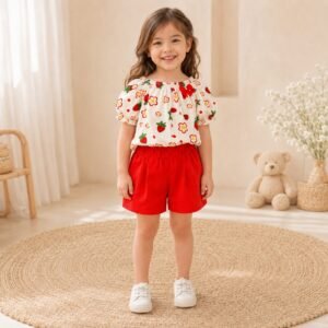 Conjunto de menina infantil short + Blusa ciganinha Moda blogueirinha luxo verão