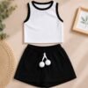 Conjunto Infantil Casual Menina Verão Confortável Regata e Short