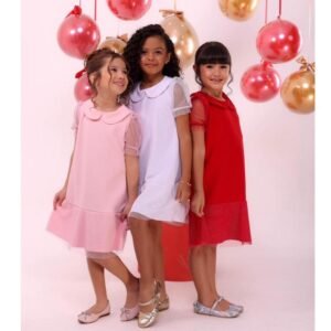 Vestido de festa Infantil Feminino Delicado Estilo Blogueirinha