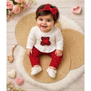Conjunto Bebê Menina manga longa fofa Ursinha para dias frios