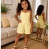 Macaquinho Infantil Menina Alça com Botões Decorativos – Romper Feminino Elegante