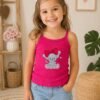 Blusa Infantil Feminina de Alcinha Canelada com Bordado Elefantinha