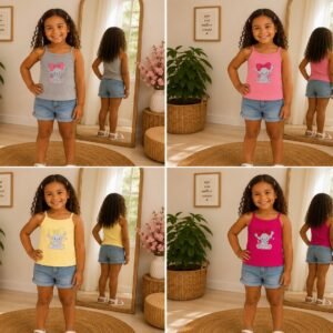 Alternative view of Blusa Infantil Feminina de Alcinha Canelada com Bordado Elefantinha