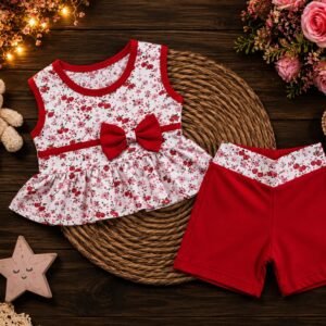 Conjunto de Bebê Menina Blusa + Shorts Verão Blogueirinha