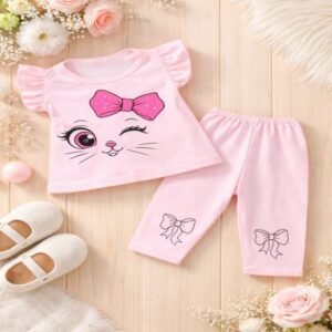 Alternative view of Conjunto de Bebê Menina Calça + Blusa Gatinha fofinha Fashion