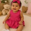 Vestido Bebê Menina Pink com Laço Delicado – Look Infantil para Passeio e Festa