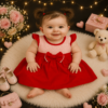 Vestido de Bebê Menina Fashion + Laço de cabelo