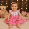 Vestidinho de Bebê Menina Blogueirinha + Laço de Cabelo